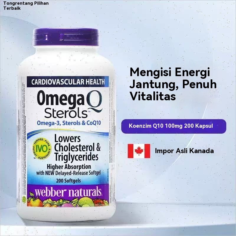 Canadian Weber Fish Oil Coenzyme Q10Omega-3 High Content Deep Sea Fish Oil 200 Capsules