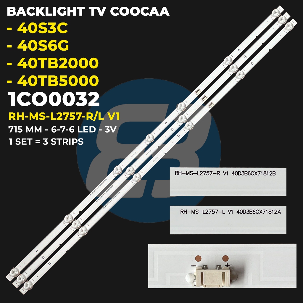 Backlight TV Coocaa 40 Inch 40S3C 40S6G 40TB2000 40TB5000 RH-MS-L2757-R V1 RH-MS-L2757-L V1