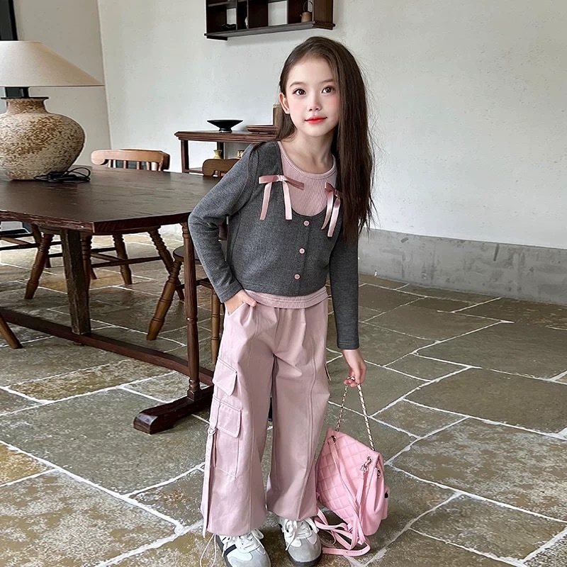 【Fancy Baju Anak】1-8 Tahun Kemeja Lengan Panjang Motif Pita Baju Anak Perempuan Musim Semi CX03