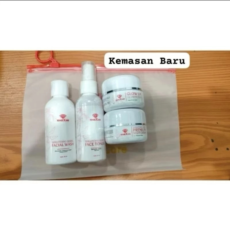 Maxie Glow Skincare Paket Isi 4 (Cream Siang, Cream Malam, Facial Wash, Toner) Original BPOM