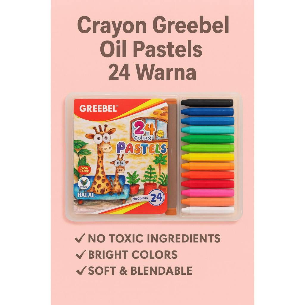 

Crayon Greebel Oil Pastels 24 Warna – Non-Toxic, Halal, Blendable