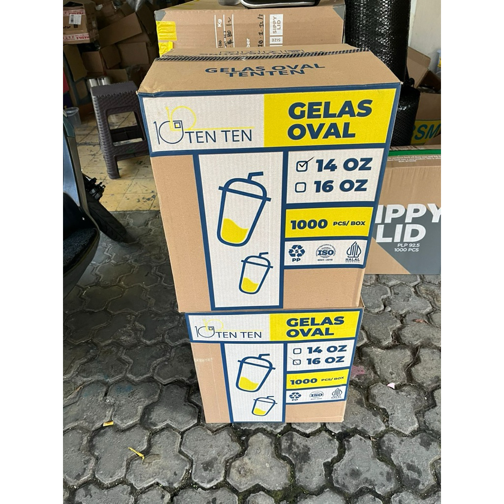 grosir 1 dus cup oval 16oz 14oz merk tenten