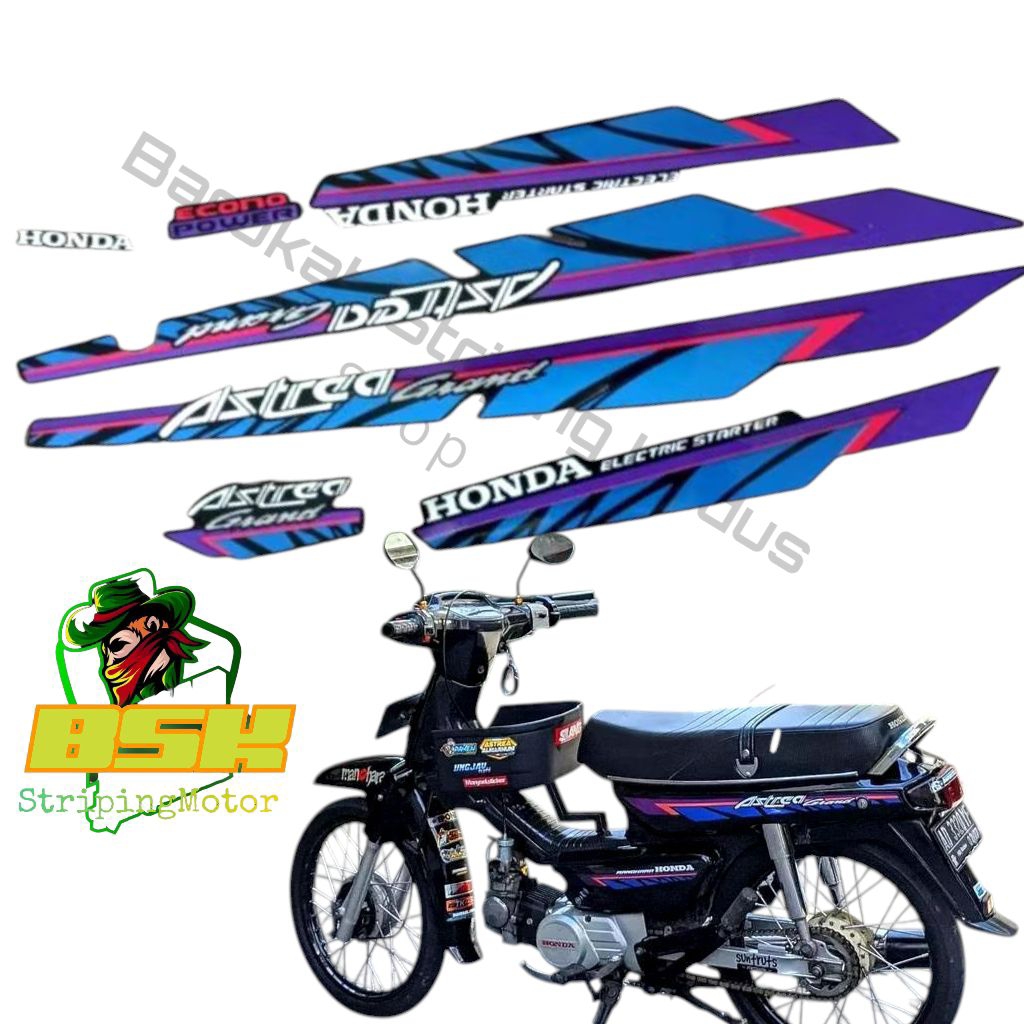 Striping Grand 1993 Standart | stiker bodi motorastrea grand bulus 1993 biru ungu