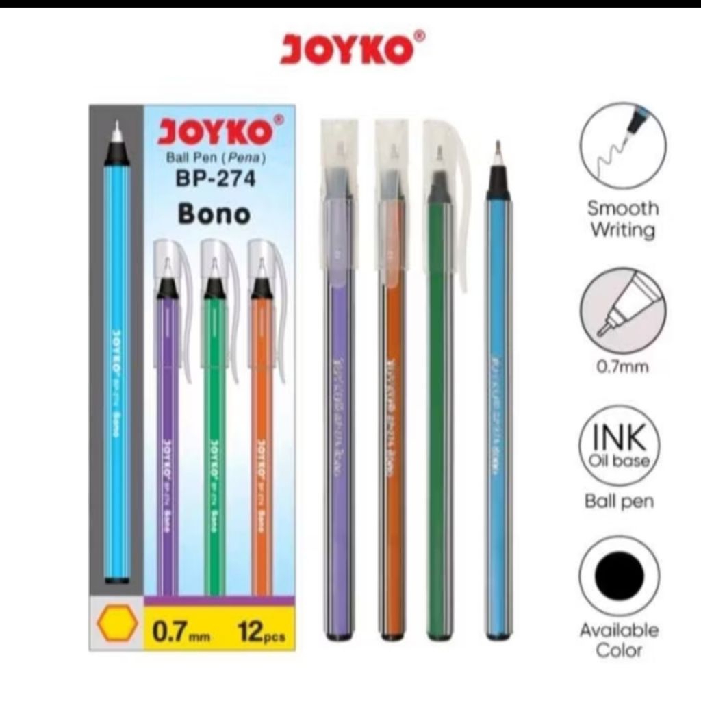 

Pulpen Joyko Bono Warna Warni Lusinan 12 Pcs Ball Pen Pulpen Pena Joyko