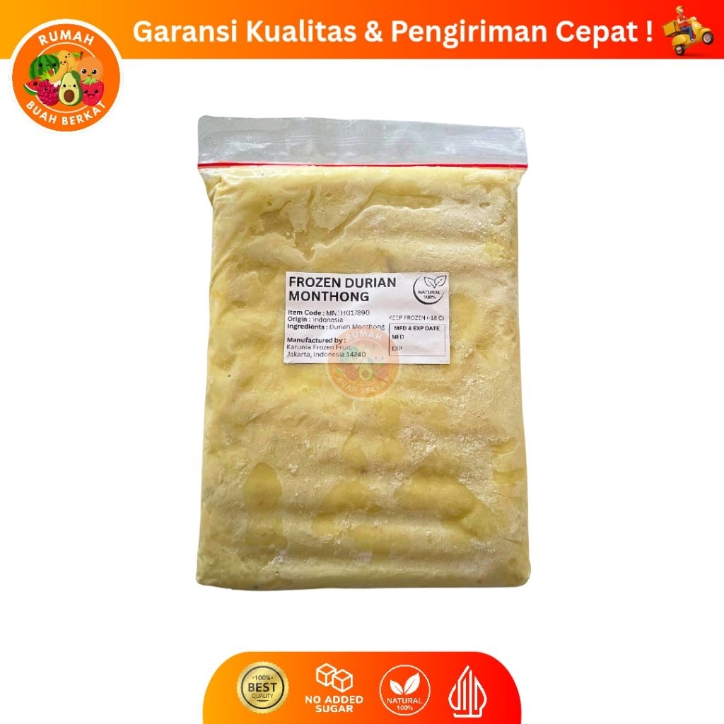 

Daging Durian Montong Berserat / Daging Durian Montong Premium Tanpa Campuran / Daging Durian Montong kemasan 1 Kg