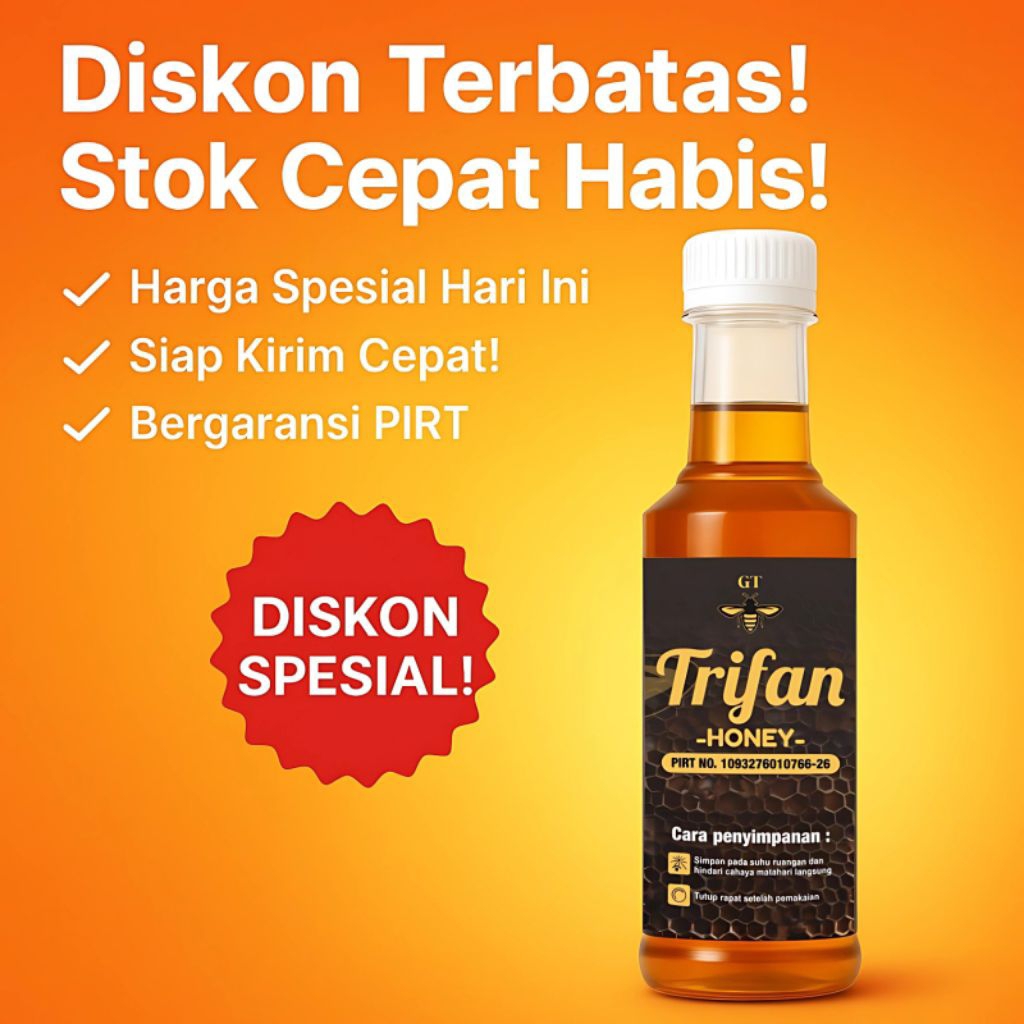 

Madu Hutan Trifan Honey 500gr Murni Lebah Liar Original PIRT Imunitas Pencernaan Sehat