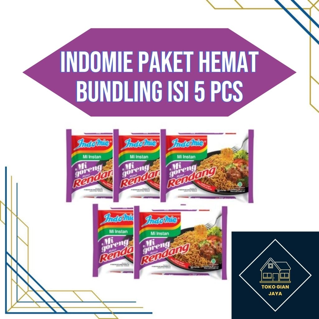

(Paket hemat isi 5 pcs) indomie rendang goreng bundling promo