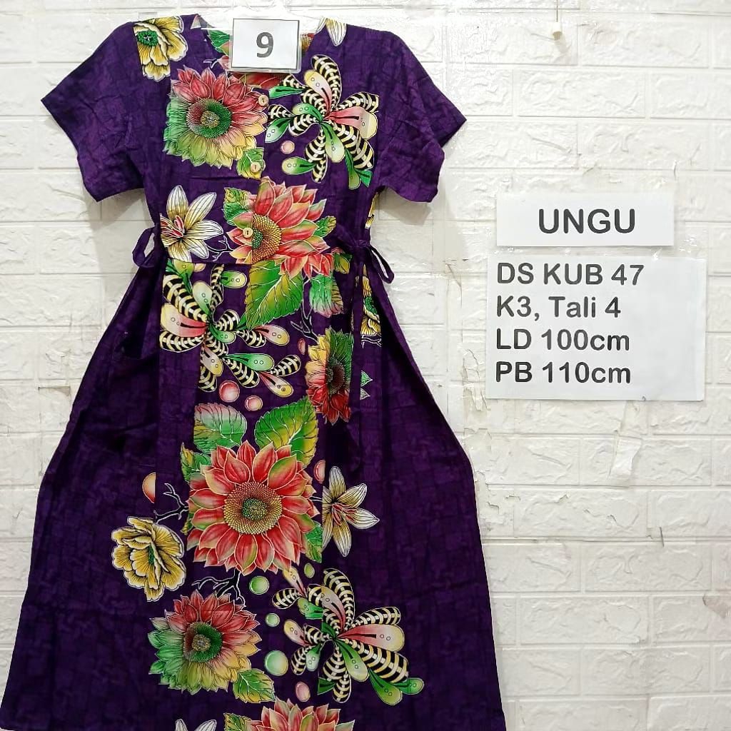 Baju Tidur Lengan Pendek Murah Kencana Ungu Asli Label Biru Daster Panjang Lengan Pendek Kekinian Ad