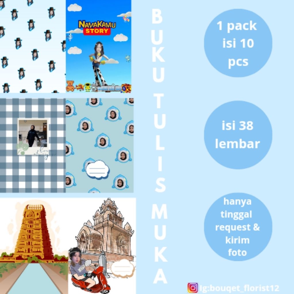 

buku tulis cover muka murah 1 pack isi 7