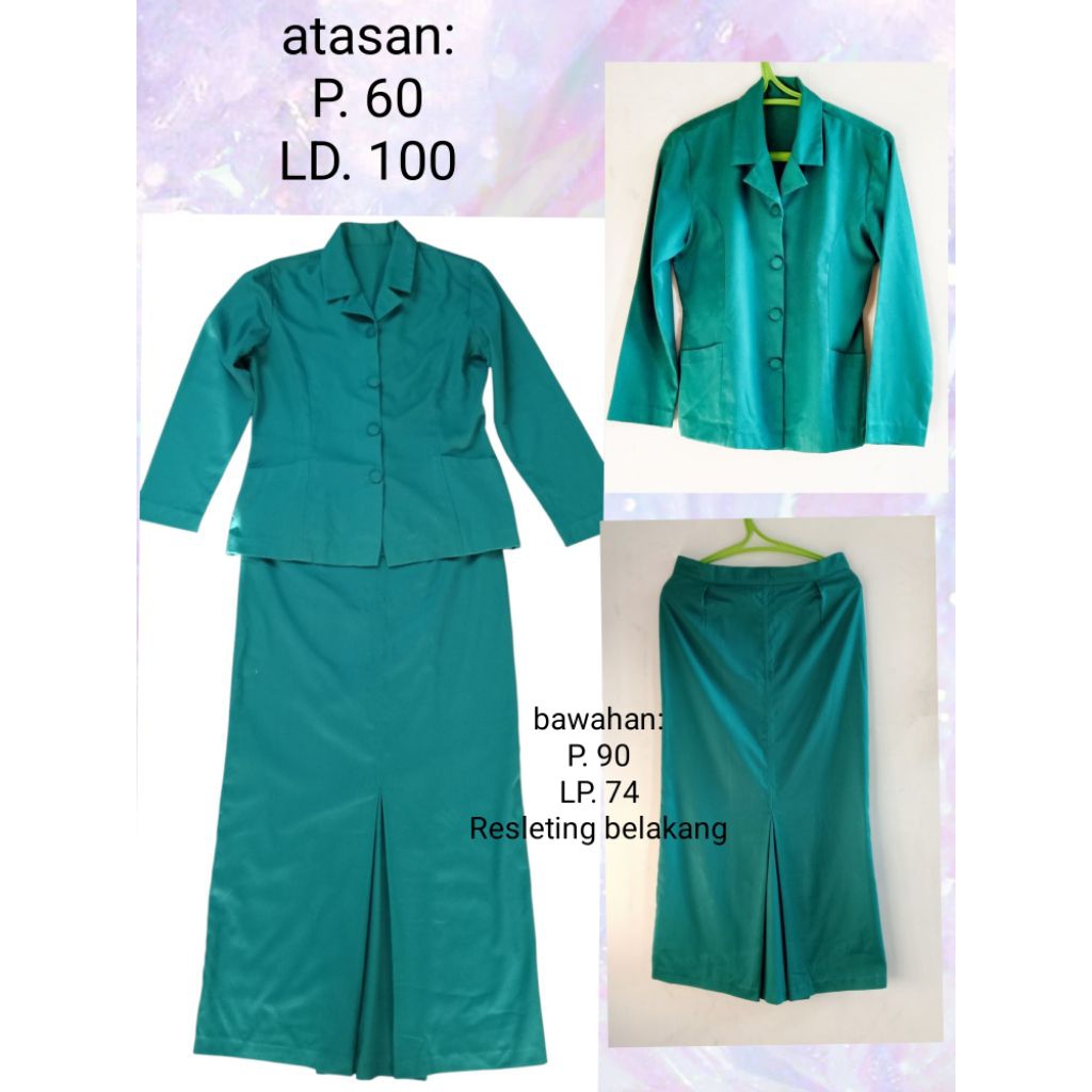 Preloved 1 stel baju Hijau PKK
