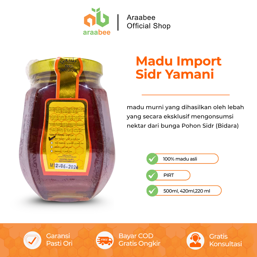 Arabee Madu Sidr Yaman Asli Import 220gr 500gr Original Yemen Sidr Honey PIRT