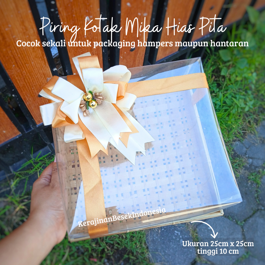 

BOX MIKA HANTARAN BEBAS PILIH WARNA PITA Piring kotak mika 15cm-30c hampers seserahan unik bingkisan