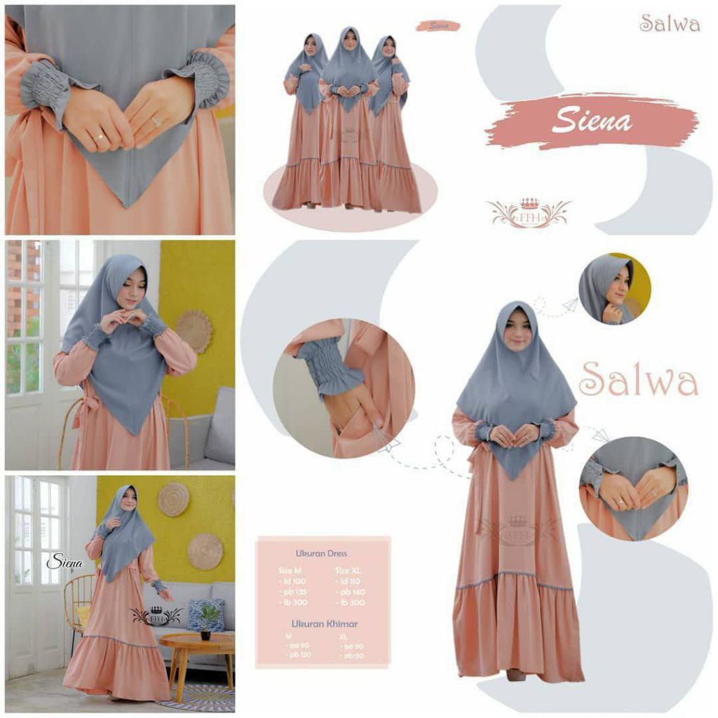 [READY STOCK] — Gamis Syar’i Elegan SALWA Set Khimar Ity Crepe - Size XL - FFH Muslim Wanita
