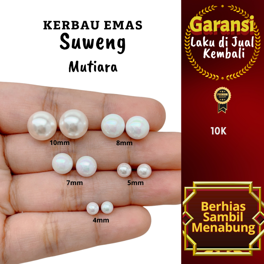 S 1026 Kerbau Emas Suweng Mutiara Warna 10K