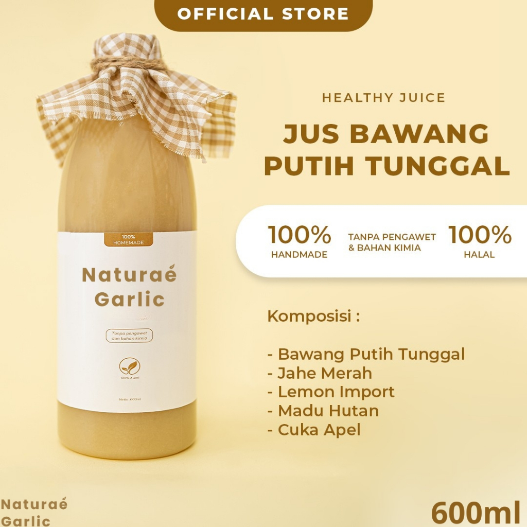 

NATURAE Jus bawang putih tunggal 600ml GARANSI RESMI - JaheMerah - Lemon Import - Madu Hutan - Cuka Apel