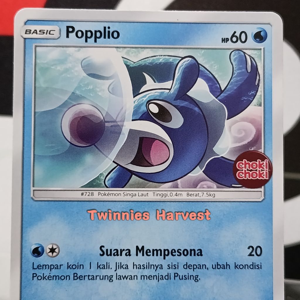 Kartu TCG Pokemon Indonesia Promo Choki-Choki 2020 Sun & Moon Trading Card Game : Popplio