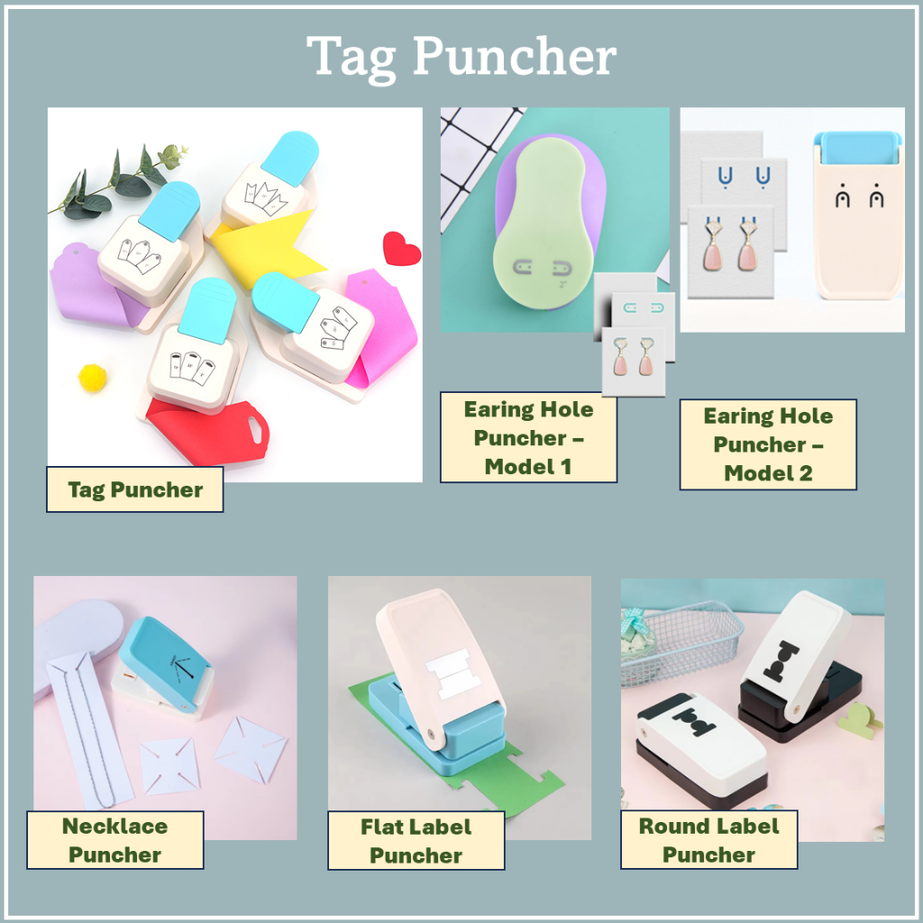 

Bayluna | Tag Puncher Bookmark Embossing Gift Hang Tag Paper Punch 3 size in 1, Earring Hole Tag Punch Pembolong Kertas Gantungan Label Kertas Anting