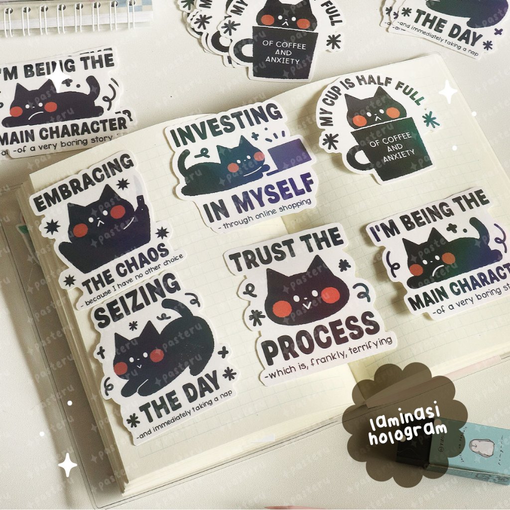 

MIN ORDER 30K | Stiker Relatable Meme Kucing Black Cat | Deco HP Laptop | Pasteru Sticker