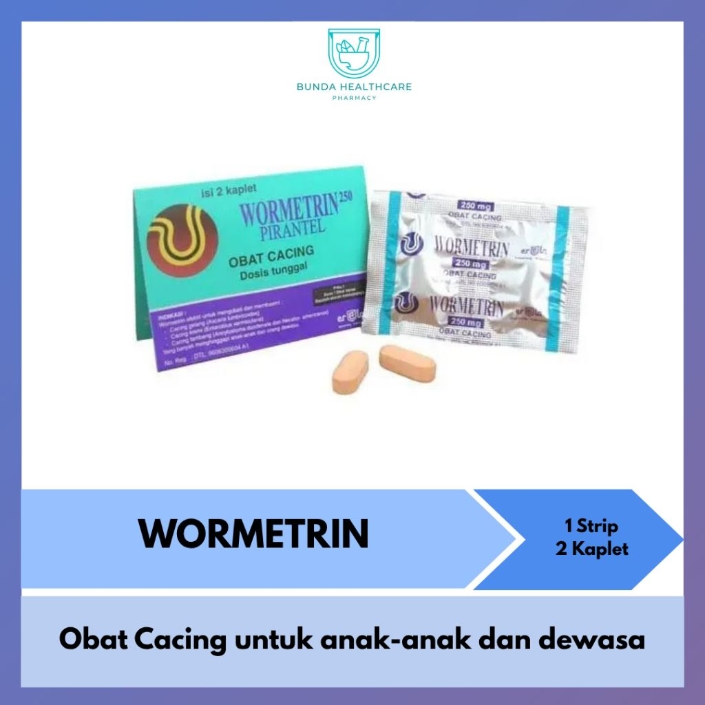 Wormetrin Tablet 250 mg | Obat Cacing untuk anak-anak dan dewasa