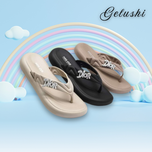 Sandal HILOS Wanita Dewasa Sandal Jepit Bahan Karet Teplek Terbaru