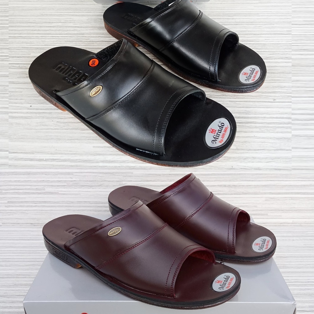 SANDAL KASUAL SELOP MIRADO TERBARU SANDAL KULIT MENGKILAP MIRADO TERBAIK