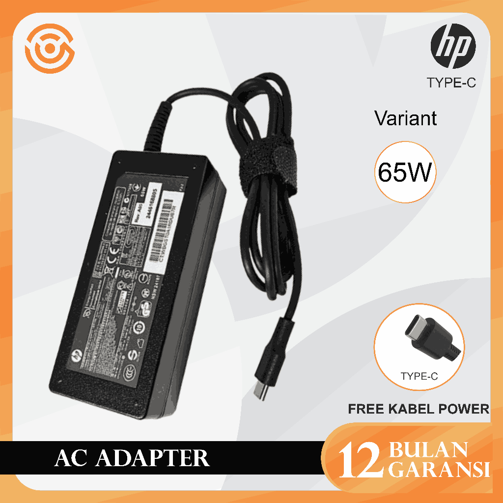 Voc Adaptor Charger Laptop HP Spectre Envy Type C 65W 20V