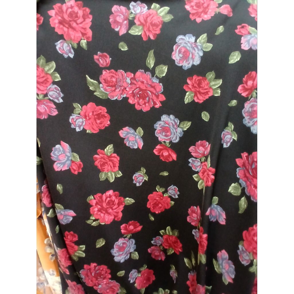 Kain/Bahan satin silk motif parsley//Bahan satin silk meteran(silk3)