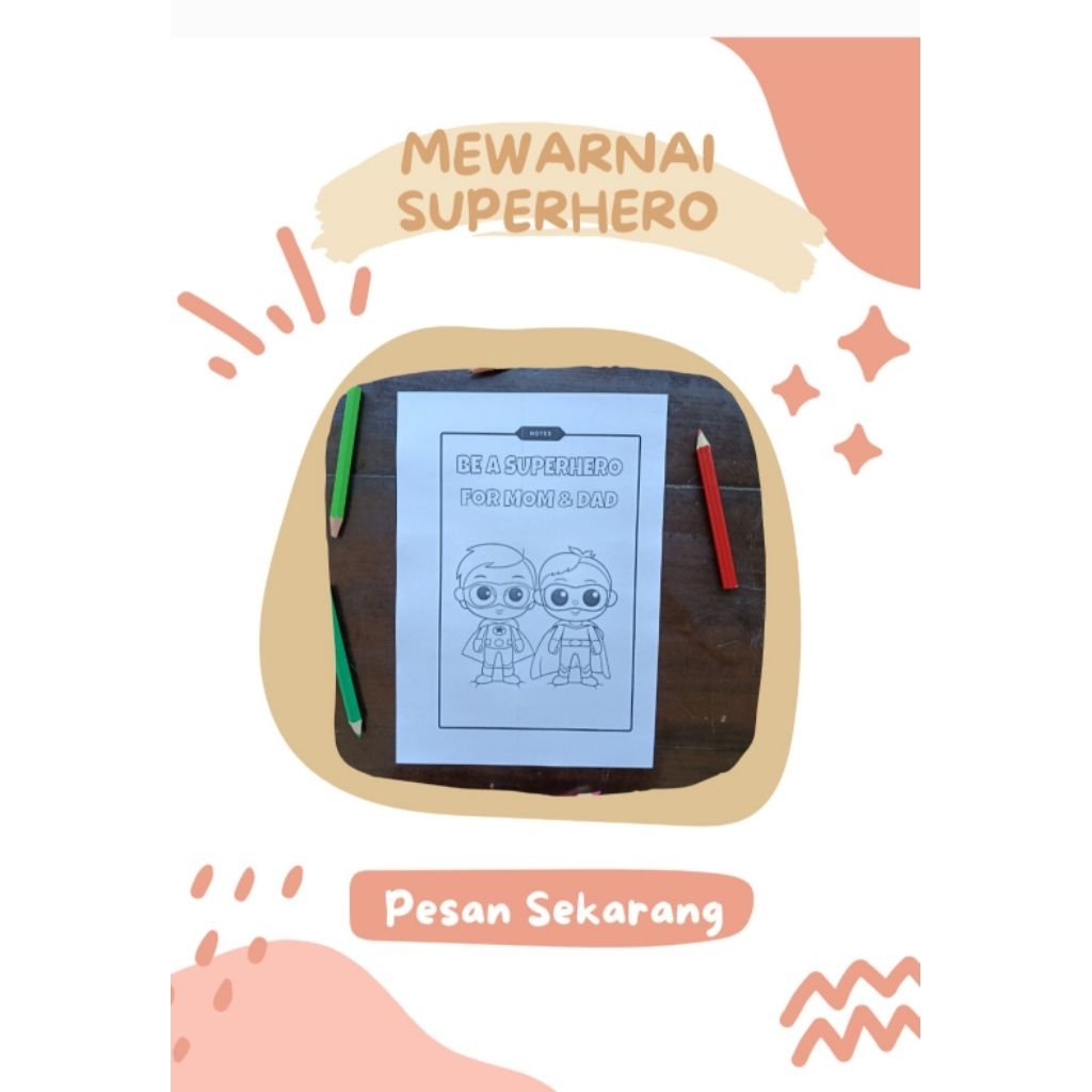 

50 Lembar Kertas Mewarnai Superhero A5