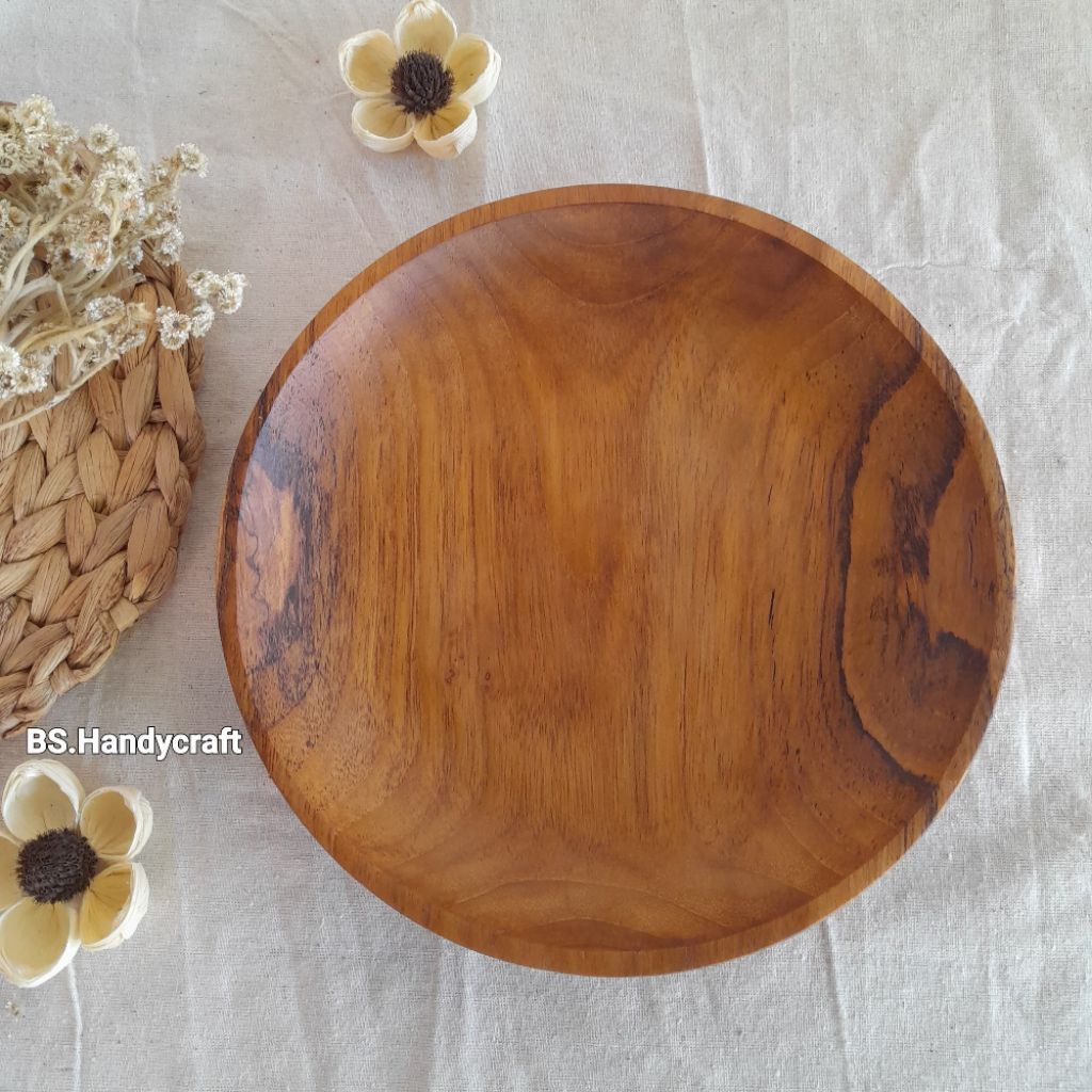 Piring kayu jati/piring saji/piring makan/piring kayu jati 20cm