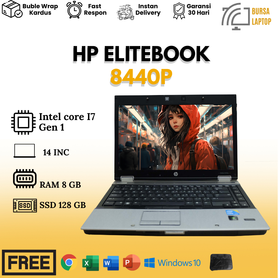 HP EliteBook 8440p I7 Ram 8gb Ssd 128gb Murah Bergaransi