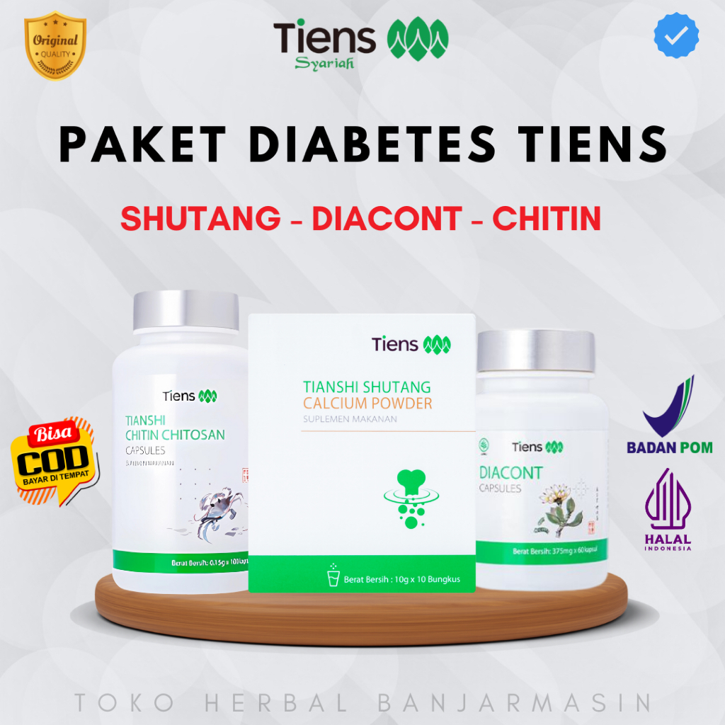 Paket Produk Tiens Untuk Diabetes Chitin Chitosan Diacont Shutang Calcium Original