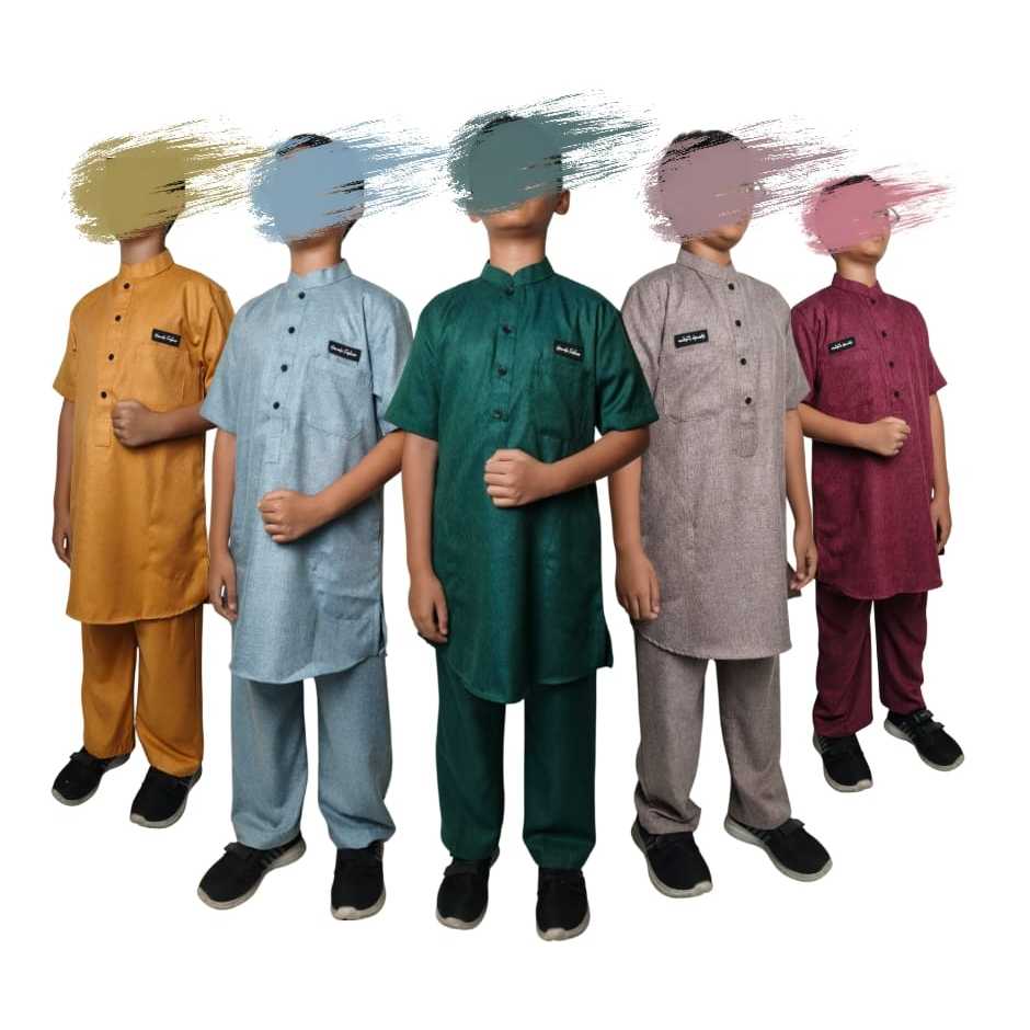 Stelan Kurta Anak-Anak, Katun Madinah, Hamada Fashion.