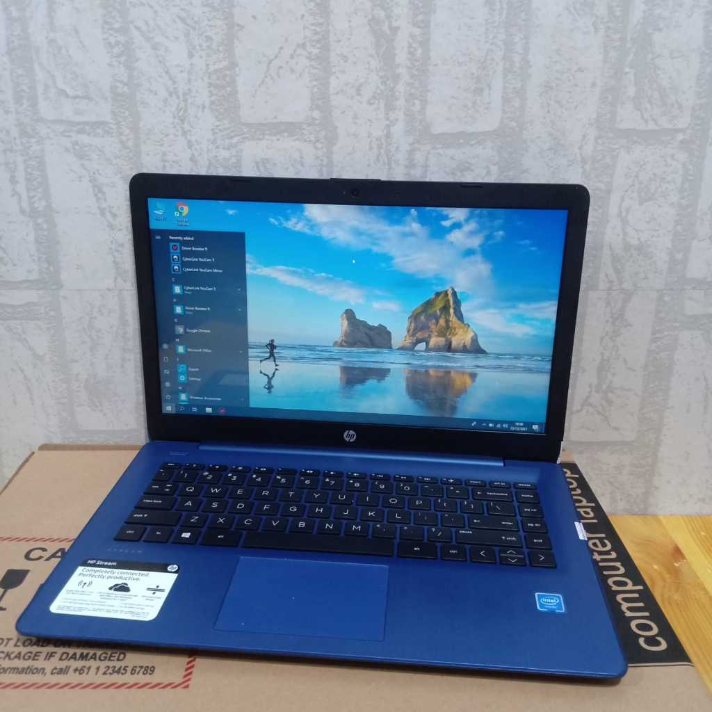 Laptop Hp Stream 14-cb161wm, Intel Celeron - N4000, , Ram 4Gb / 32gbMMC, Blue, BERGARANSI