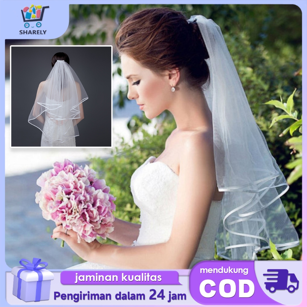 Wedding Veil Hijab Slayer Kepala Pengantin Bride Veil Kerudung Pengantin Putih Jilbab Pengantin