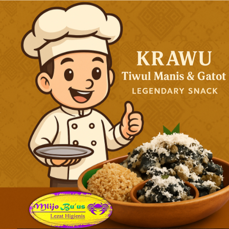

Krawu Tiwul Manis & Gatot Instan 400 gram Makanan Cemilan Legendary Snack