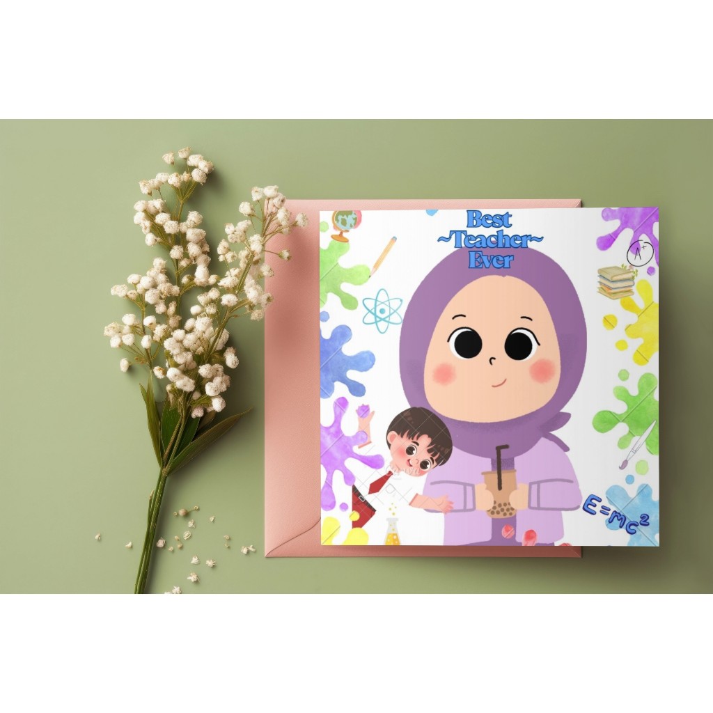 

Kartu Ucapan Selamat Hari Guru + Pensil & Pita