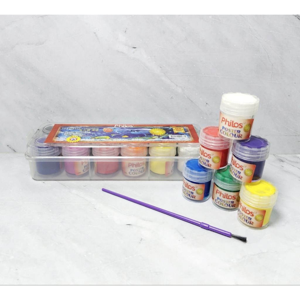 

CAT POSTER PHILOS 12 WARNA + KUAS CAT / CAT AKRILIK / CAT PLAKAT - PHILOS