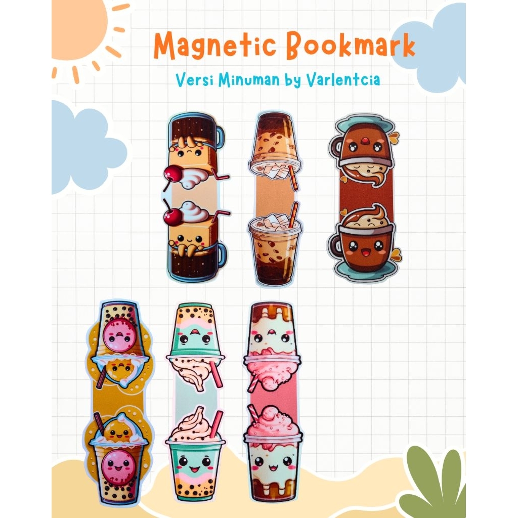 

Magnetic Bookmark Pembatas Buku Magnet Lucu Minuman