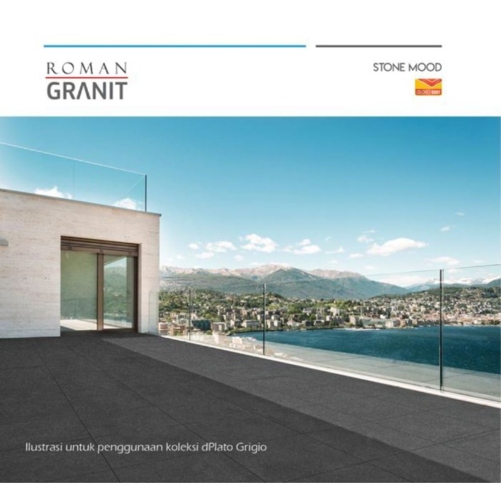 Roman Granit Matt 60x60 GT602075CR dPlato Grigio Lantai motif batu