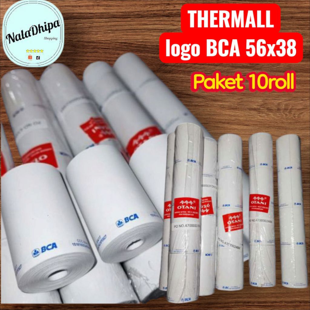 

10roll/10pcs KERTAS THERMAL Bank BCA merk OTANI uk 56x38 TERMURAH