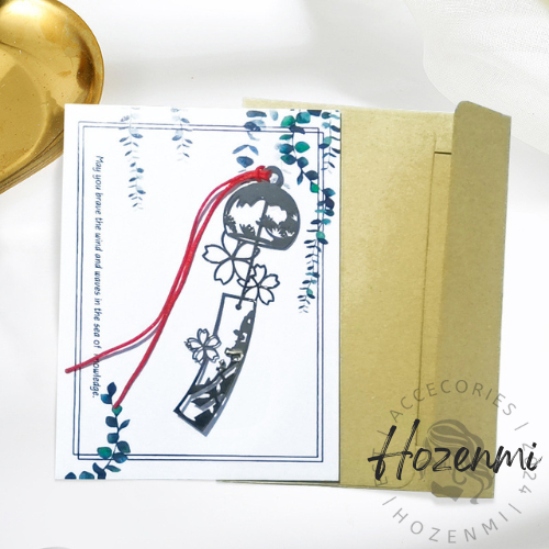 

HL008 Kartu Ucapan Ornamen Penanda Pembatas Buku Lonceng Jepang Sakura Berongga Set Amplop Hadiah