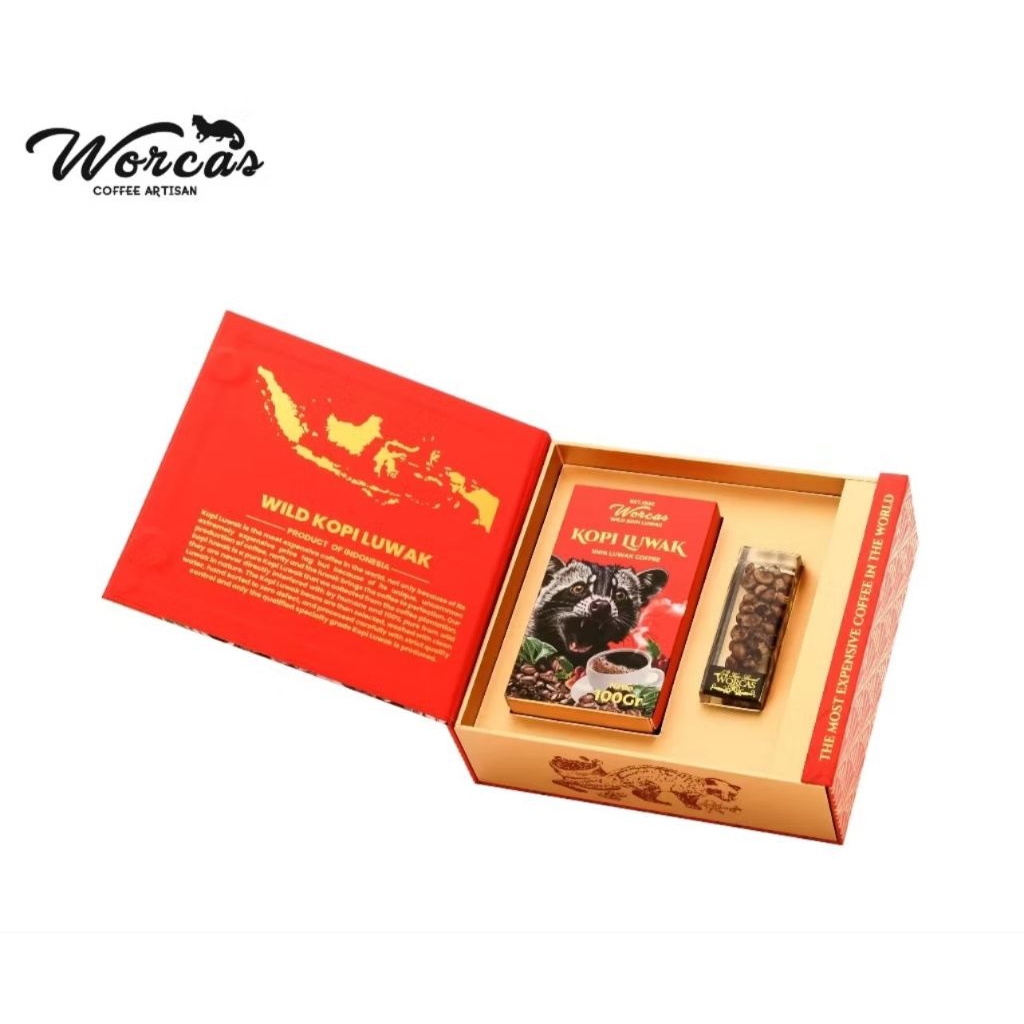 

worcas kopi luwak asli box isi 1 pcs 100 gr ad bubuk dan biji