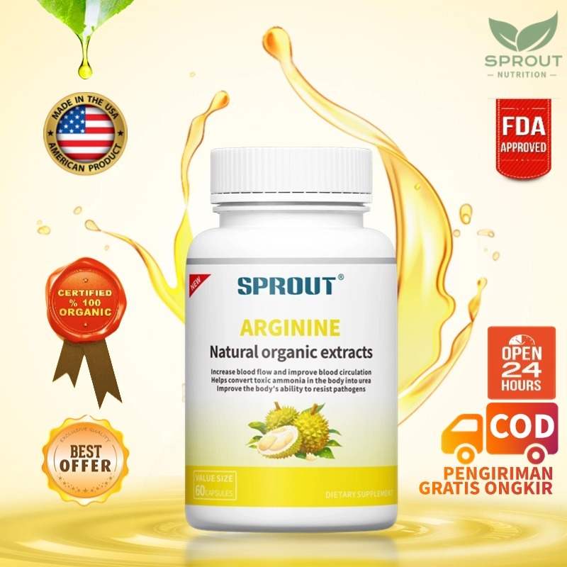 Sprout Arginine Kompleks 1300mg L-Arginine + Citrulline + Beet Root, Suplemen Kesehatan Darah & Imun