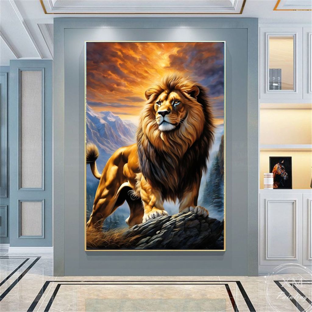 Lukisan Singa 2D Acrylic On Kanvas Modern Art