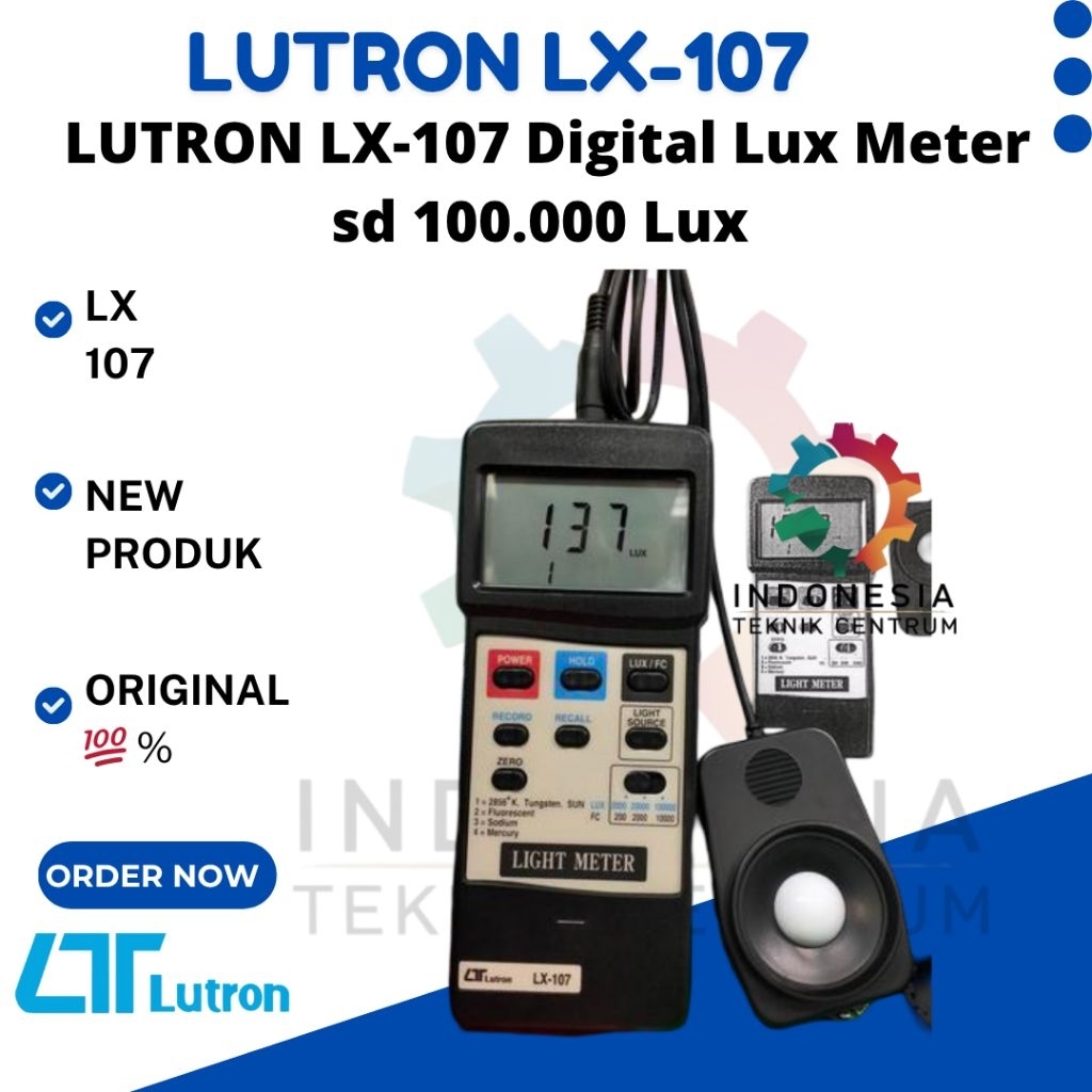 LUTRON LX-107 Digital Lux Meter sd 100.000 Lux
