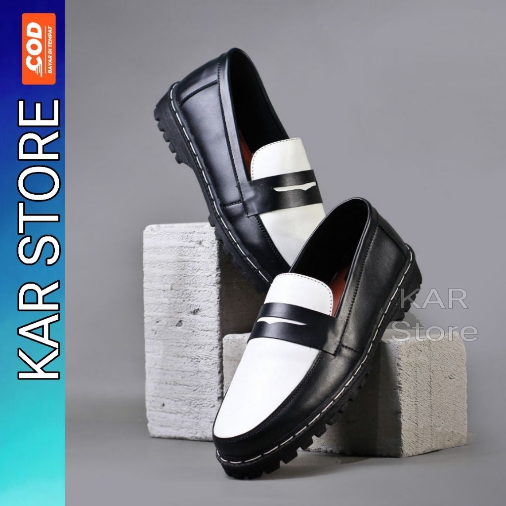 Sepatu Pria Boots Formal Docmart Holder Putih Hitam