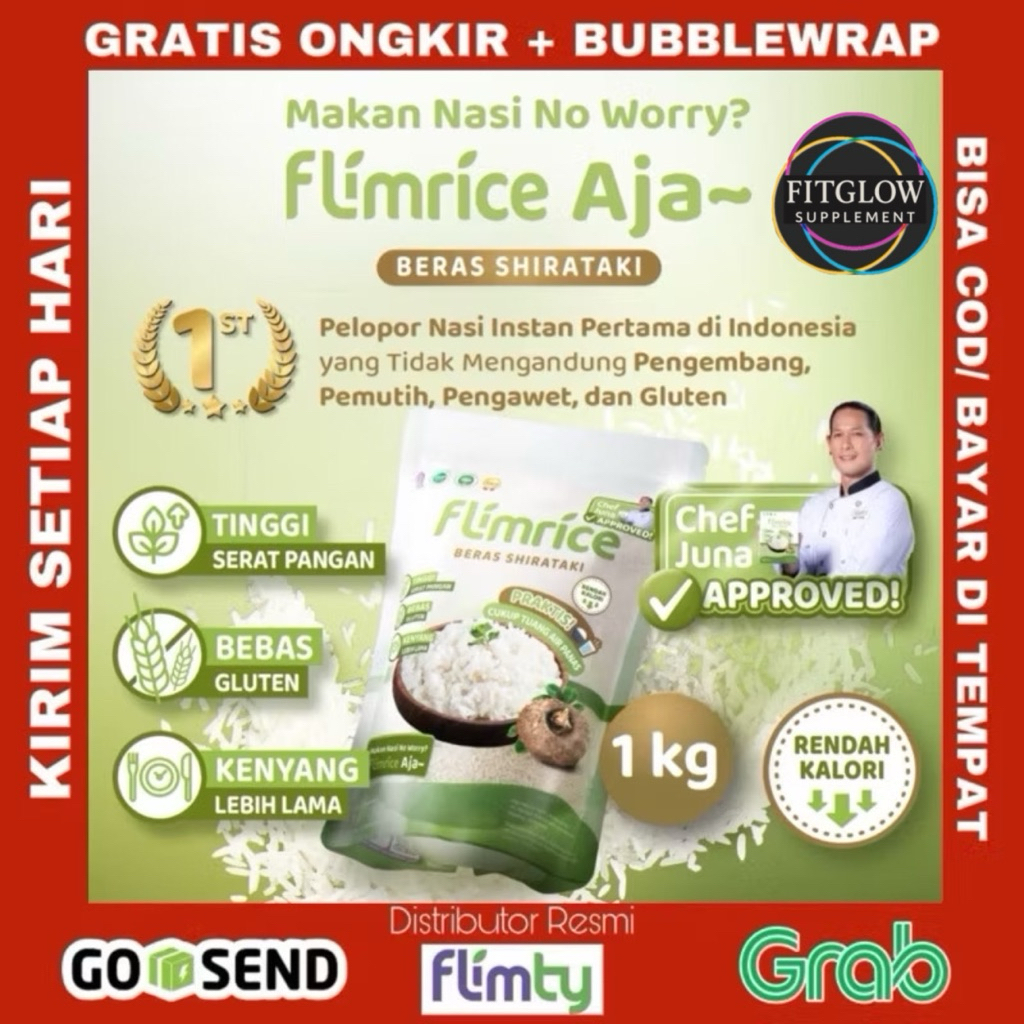 

(Bisa Gosend) FLIMRICE 1 POUCH 1kg Nasi Shirataki Pandan (Nasi Diet) Beras Shirataki Flimty Bebas Gluten
