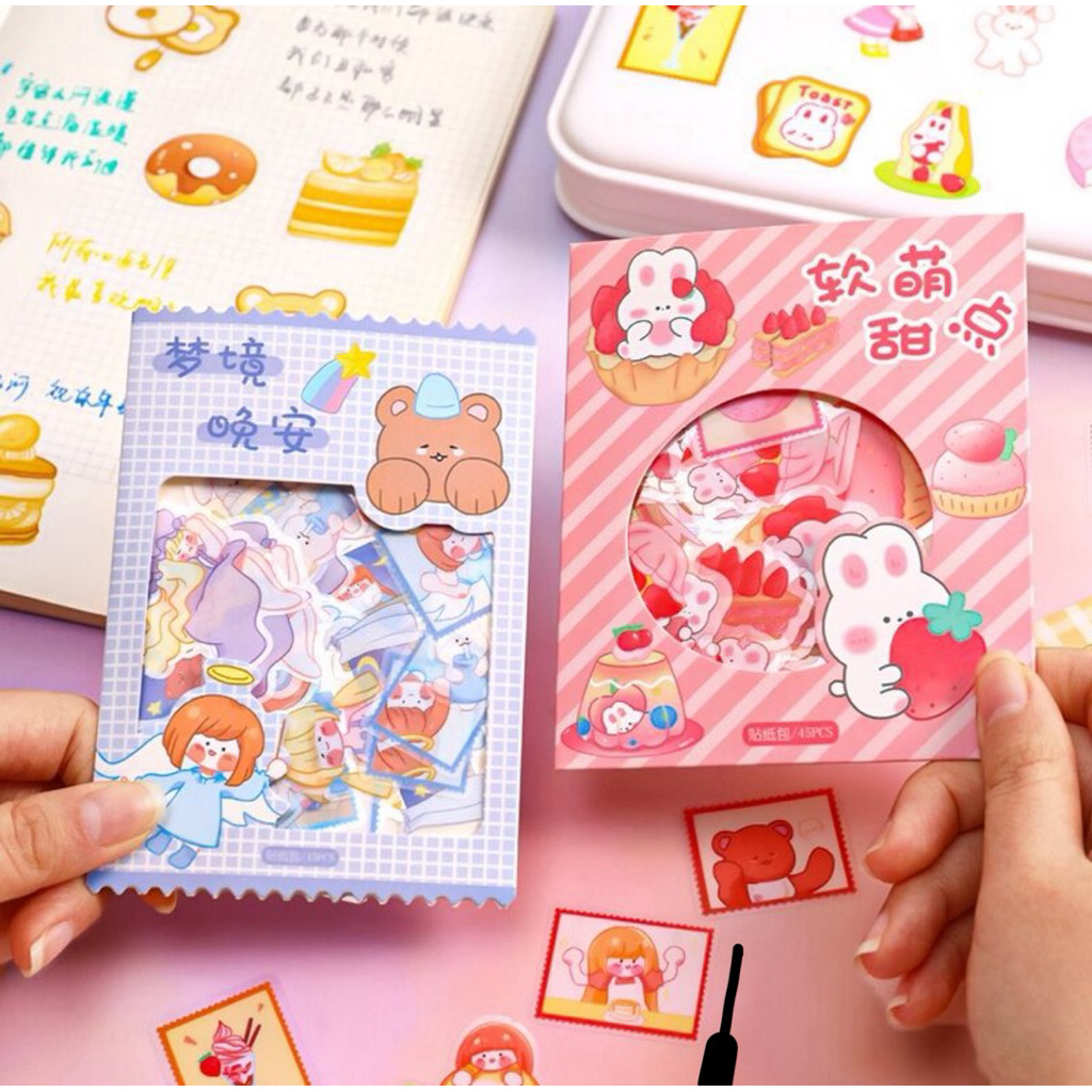 

[45 PCS] Sticker Aesthetic Cute Dekor Scrapbook/Tumblr/Binder/Case HP/Diary/BUJO