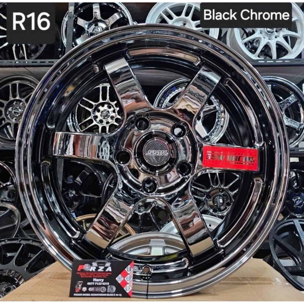 Velg SSW 414 TE37 R16 PCD5x114.3 Black Chrome. Lebar 7 ET 40 Made in thailand