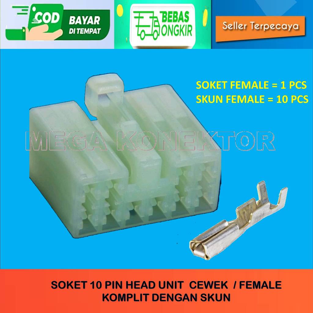 SOKET KABEL 10 PIN SOKET HU 10 PIN SOKET MOBIL 10 PIN SOKET TAPE MOBIL 10 PIN FEMALE / Socket 10 Pin